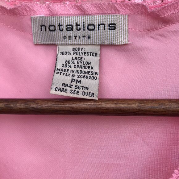 Notations Satin Pink Lace Tank Top shell Sz M Petite Coquette Fairy Y2k Vintage - Picture 5 of 6